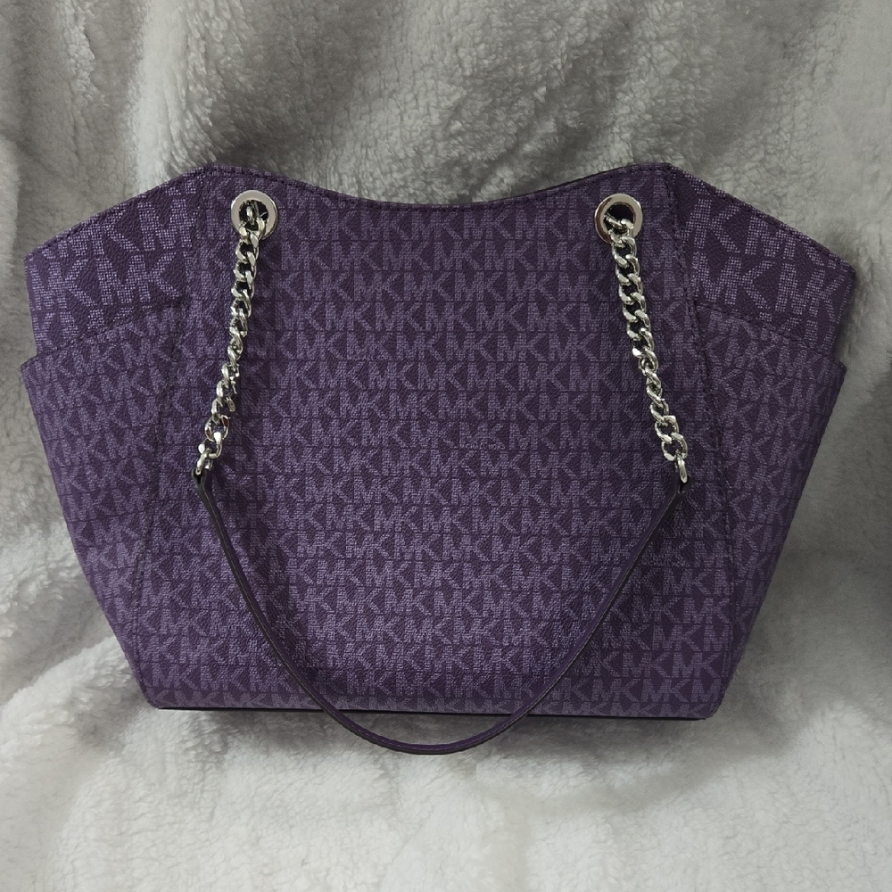 Michael Kors Purple Signature Canvas Tote - Picture 3 of 12